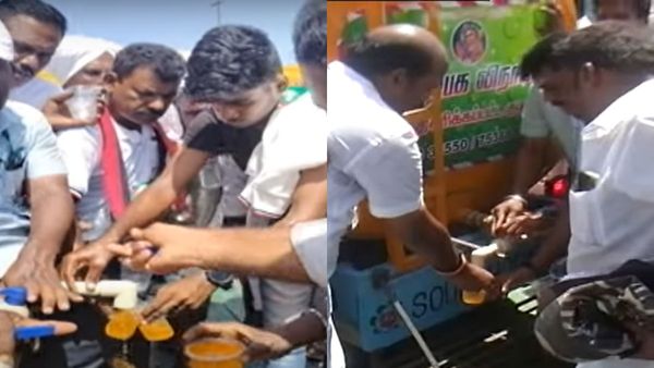 அதிமுக மாநாட்டில் வந்து நின்ற லாரிகள்.. குழாயை திறந்தால் ஆரஞ்ச் நிற தண்ணீர்.. கேட்டால் குளுகோஸாம்!