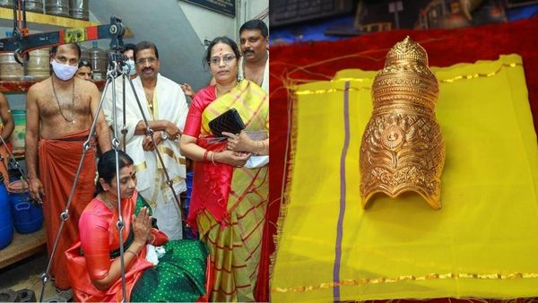 குருவாயூரில் துர்கா ஸ்டாலின்.. அன்று துலாபாரம்.. இன்று தங்க கிரீடம் காணிக்கை.. பலமான வேண்டுதல்