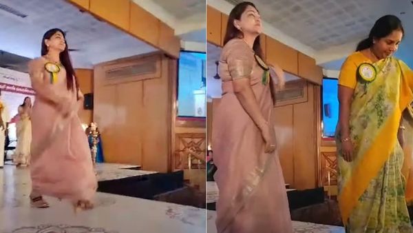 தழைய தழைய புடவை கட்டி ஸ்டைலாக கேட் வாக் செய்த குஷ்பு.. வெட்கப்பட்டு நடந்த வானதி.. சுவாரஸ்யம்