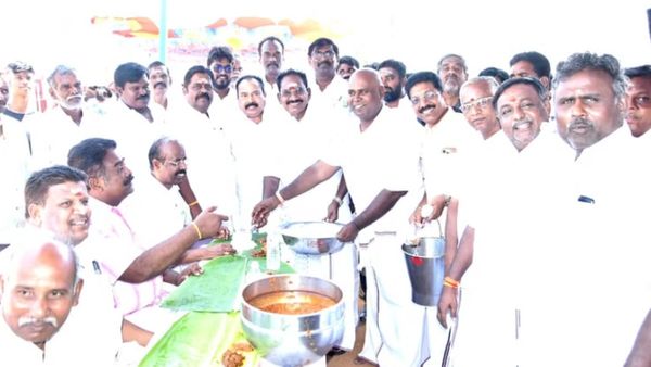 கருப்பண்ணசாமிக்கு முடி காணிக்கை! மணமணக்க மட்டன் சுக்கா, குடல் கூட்டு.. அதிமுகவினருக்கு மாஜி விருந்து