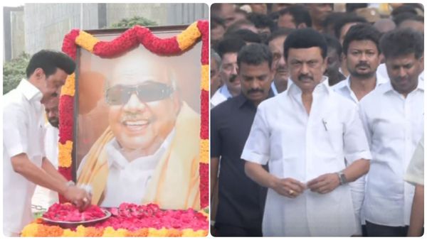 மெரினாவுக்கு நிகராக திமுக தொண்டர் கடல்.. கருணாநிதி நினைவிடத்தில் ஸ்டாலின் பேரணியாக சென்று மரியாதை