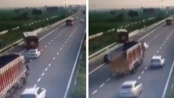 டிரைவருக்கு திடீர் மாரடைப்பு.. சாலையை உடைத்துக் கொண்டு தொப்பென விழுந்த பஸ்.. சிசிடிவி வீடியோ