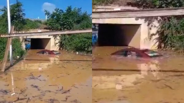 ரோட்டில் போன காரே மூழ்கிப்போச்சு.. பெங்களூரை புரட்டிப்போட்ட கனமழை! ஷாக் வீடியோ.. டிராபிக் மாற்றம்