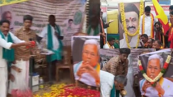 முதல்வர் ஸ்டாலின் படத்துக்கு கன்னட அமைப்பு இழிசெயல்- அதே பாணியில் திருச்சியில் அய்யாகண்ணு கோஷ்டி!