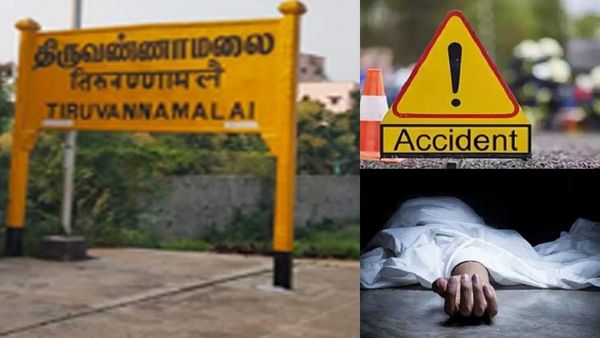 திருவண்ணாமலை அருகே சோகம்.. லாரி மோதியதில் அப்பளம் போல நொறுங்கிய கார்.. 7 பேர் பலி