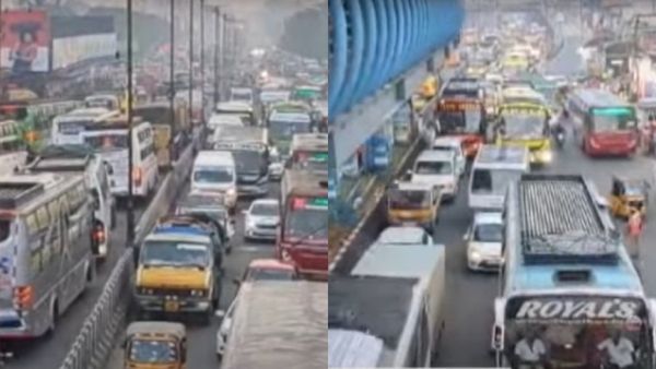 பெருங்களத்தூர் டூ ஜிஎஸ்டி ரோட்டில் கடும் போக்குவரத்து நெரிசல்.. காலையிலேயே நெரிசலில் சிக்கிய சென்னை