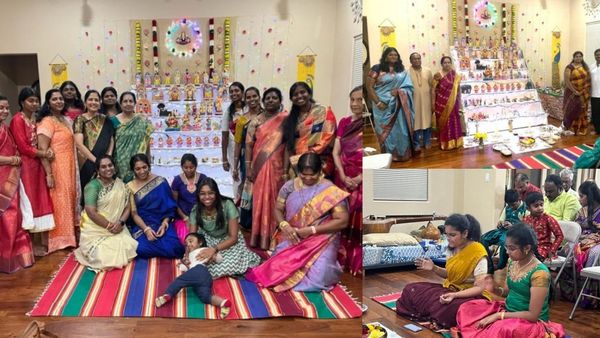 அமெரிக்காவில் நவராத்திரி.. கொலு வைத்து கொண்டாட்டம்.. ஒலித்த விஷ்ணு சகஸ்ர நாமம்.. மகிஷாசுரமர்த்தினி