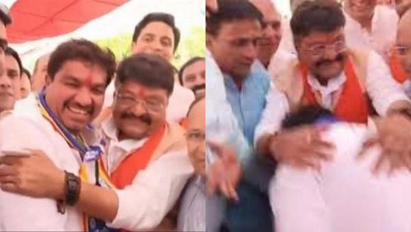 பாஜக தலைவர் காலில் விழுந்து வணங்கிய காங்.எம்எல்ஏ.. தேர்தல் பரபரப்புக்கு நடுவே ம.பியில் நடந்த சம்பவம்