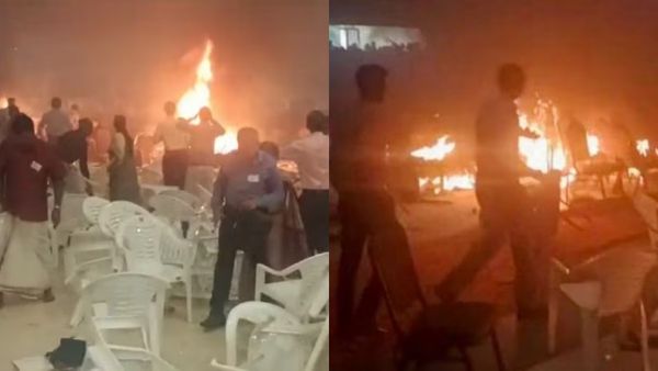 ஷாக்! குண்டு வெடிப்பதற்கு சற்று முன்பாக அதிவேகத்தில் பறந்த நீல நிற கார்.. அதிரவைத்த சிசிடிவி காட்சி!