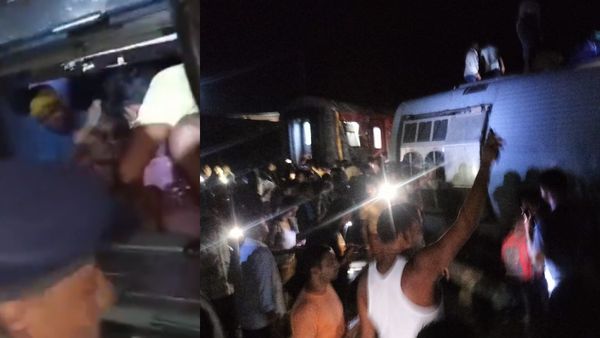 கும்மிருட்டு.. தடம் புரண்ட ரயில் பெட்டிகளில் சிக்கியவர்களை மீட்க செல்போன் லைட் அடித்து உதவிய பயணிகள்