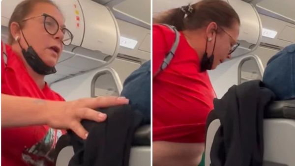 சீச்சீ.. திடீர்னு பேண்ட்டை கழட்டிய பெண்..பதறிப்போன பயணிகள்.. வீடியோ வேற வந்துடுச்சு.. ஒரே அக்கப்போரு