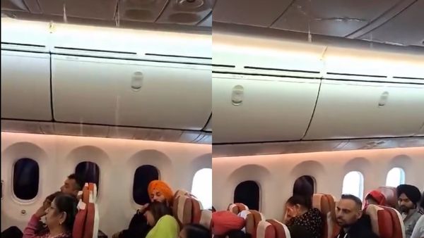 விமானத்திற்குள் திடீரென கொட்டிய தண்ணீர்.. தவித்த ஏர் இந்தியா பயணிகள்.. கொட்டி தீர்த்த நெட்டிசன்கள்