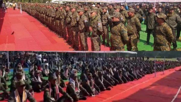 59 ஆண்டு ஆயுதப் போர் ஓவர்! 550 மாஜி 'தீவிரவாதிகள்' மணிப்பூர் முதல்வர் முன்பாக பிரம்மாண்ட அணிவகுப்பு!