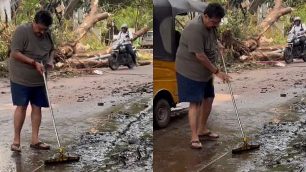 மந்தைவெளியில் வடிந்த வெள்ளம்.. சகதியாக மாறிய சாலை.. களமிறங்கிய எஸ்.வி சேகர்