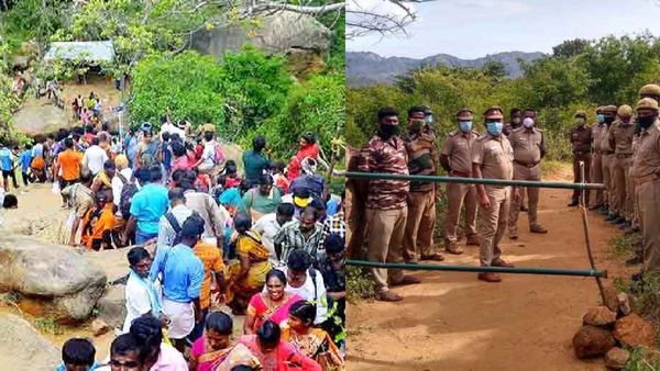 மார்கழி அமாவாசை.. சதுரகிரியில் மலை ஏற குவிந்த பக்தர்கள்.. வனத்துறை தடையால் ஏமாற்றம்
