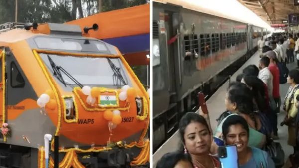 காட்பாடி டூ ஜோலார்பேட்டை.. ஆரஞ்சு கலரில் வந்து நின்ற அம்ரித் பாரத் எக்ஸ்பிரஸ் ரயில்.. குஷியான மக்கள்