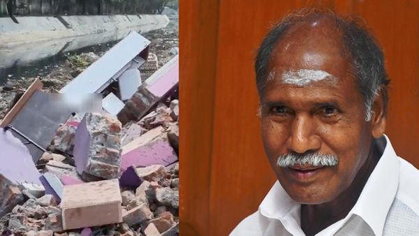 உப்பனாறு வாய்க்காலில் சரிந்து விழுந்த 3 அடுக்கு வீடு.. மாற்று வீடு வழங்க புதுவை முதல்வர் உறுதி