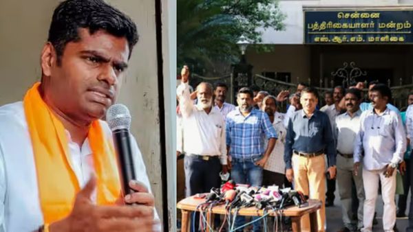 வாயை விட்ட அண்ணாமலை.. “திமுக அடிவருடிகள்” - ஆர்ப்பாட்டம் நடத்தும் பத்திரிகையாளர்கள் மீது பாய்ச்சல்