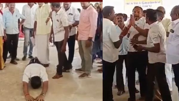 மாணவர்கள் காலில் சட்டென விழுந்து மன்னிப்பு கேட்ட எம்எல்ஏ அருள்.. பரபரத்த சேலம்