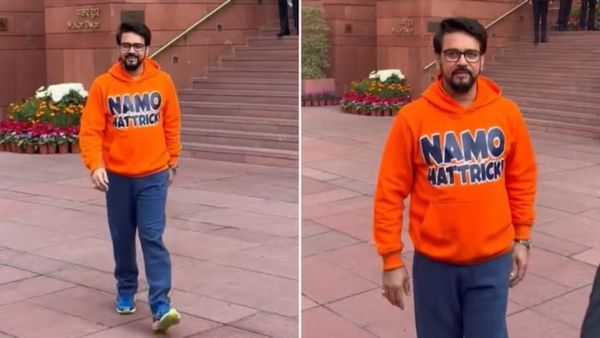 ‛நமோ ஹாட்ரிக்’.. நாடாளுமன்றத்தில் காவி டீசர்ட்டில் கவனம் ஈர்த்த அனுராக் தாகூர்! வாசகத்தை பாருங்க