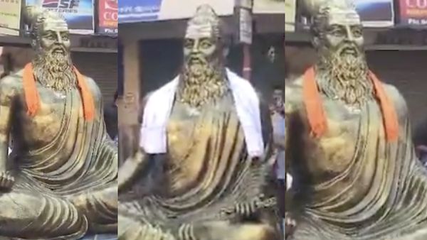 கோவையில் பரபரப்பு! திருவள்ளுவர் சிலைக்கு காவி துண்டு.. பிரதமர் வந்த நேரம் பார்த்து நடந்த சம்பவம்