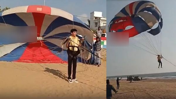 100 சதவீத வாக்களிப்பு! திருவான்மியூர் கடற்கரையில் ஜெ.ராதாகிருஷ்ணன் செய்த பாரா கிளைடிங்!