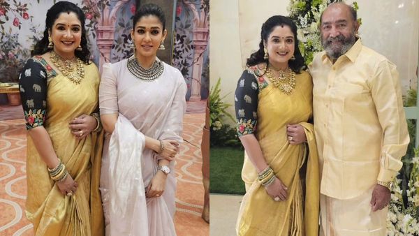 நடிகை நயன்தாராவுடன் நடிகர் விஜயகுமார் மகள் “அனிதா”.. பட்டு வேஷ்டியில் மகன்.. விஷயம் இதுதானா?