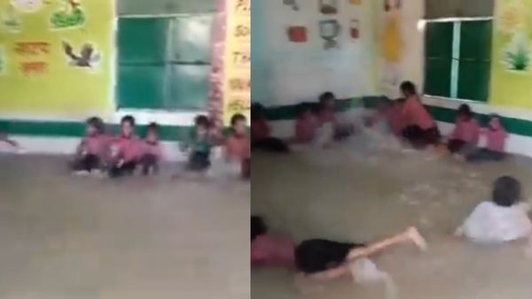 என்ன பண்றது..இப்படி பண்ணாதான் ஸ்கூலுக்கே வர்றாங்க! நீச்சல் குளமாகிய க்ளாஸ் ரூம்! யூனிபார்முடன் ஜாலி!