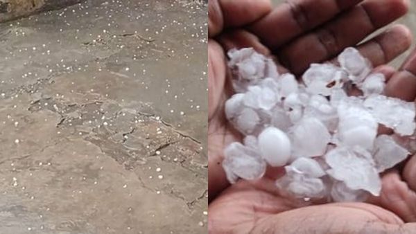 வானில் இருந்து கொட்டிய கட்டிகள்.. வாட்டி வதைத்த வெயிலுக்கு இதமாக ஆலங்கட்டி மழை.. மக்கள் உற்சாகம்!