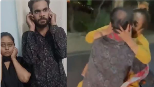 ஹீரோ சிக்கிட்டாரு.. காதலியை கட்டிப்பிடித்து, முத்தம் தந்துக்கொண்டே பைக் ஓட்டி.. கடைசியில் செம ஹைலைட்