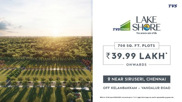 சென்னைக்கு அருகில் ரூ.39.99 லட்சத்தில் பிளாட்கள்! அசத்தலாக வழங்கும் TVS லேக் ஷோர்! மிஸ் பண்ணிடாதீங்க