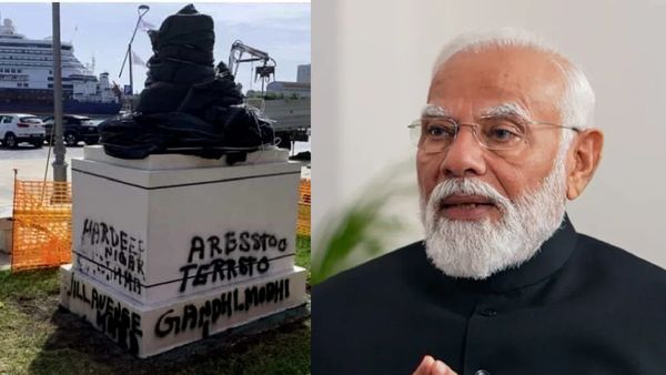 மோடி இத்தாலி பயணத்துக்கு காலிஸ்தான் தீவிரவாதிகள் எதிர்ப்பு- காந்தி சிலை தகர்ப்பால் டென்ஷன்!