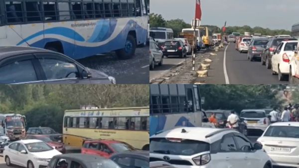 ‛‛ஹெவி டிராபிக்’’.. சென்னை - திருச்சி நெடுஞ்சாலையில் 5 கிமீ அணிவகுத்த வாகனங்கள்.. கடும் வாக்குவாதம்