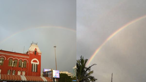 சென்னையில் திடீரென தோன்றிய இரட்டை வானவில்! லேசான மழையால் மக்கள் நிம்மதி பெருமூச்சு