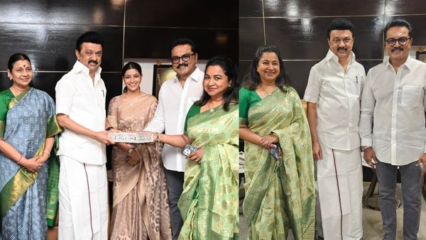 எதிரும் புதிருமாக.. ரிசல்ட் வந்ததும் குடும்பத்துடன் சென்று முதல்வர் ஸ்டாலினை சந்தித்த சரத்குமார்!