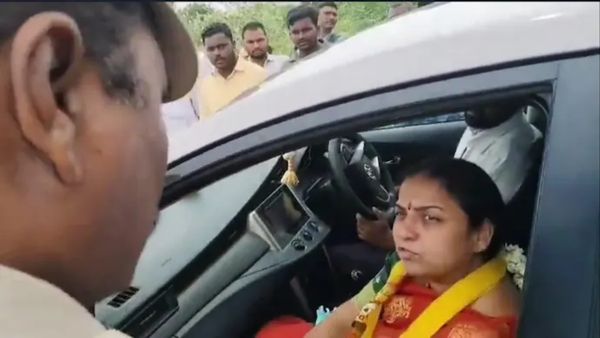 ‛‛என்னையவே வெயிட் பண்ண வைக்கிறியா?’’ உனக்கு யார் சம்பளம் தராங்க.. எஸ்ஐயை மிரட்டிய அமைச்சரின் மனைவி 