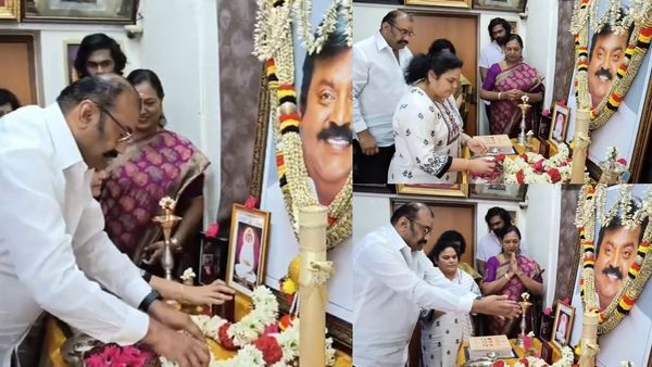 விஜயகாந்த் வீட்டிற்கு மனைவியோடு சென்ற நெப்போலியன்.. பிரேமலதா கொடுத்த கிப்ட்.. கண்கலங்க மரியாதை 