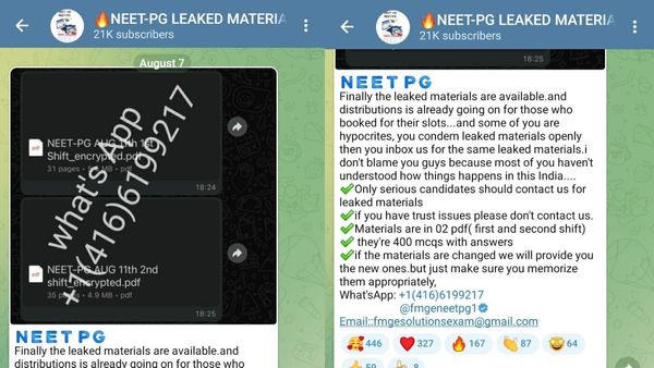 மீண்டும் பூகம்பம்.. நீட் முதுநிலை தேர்வு வினாத்தாள் ரூ.70,000க்கு விற்பனை.. டெலிகிராமில் அதிர்ச்சி!