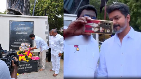 பெரியாருக்கு மாலை அணிவித்து.. வெளியே வந்த விஜய்க்கு ஷாக்.. அருகே வந்த நபர்.. டீ சர்ட்டில் பாருங்க