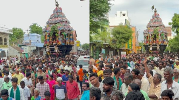  கோவிலின் அருகினில் கூடிய கூட்டங்கள்.. தலையா? கடல் அலையா? ஆவணி தேரில் அசைந்தாடி வந்த செந்தில்குமரன்