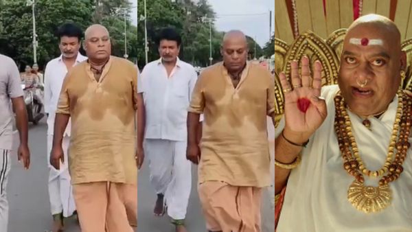  காவி நிற வேஷ்டி சட்டை! மொட்டை தலையுடன் விர்னு திருவண்ணாமலையில் கிரிவலம் வந்த காமெடி நடிகர்