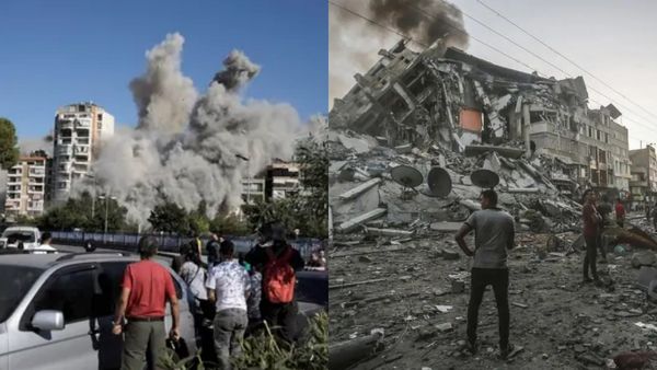 கண் இமைக்கும் நேரத்தில்.. மக்கள் பார்க்கும் போதே.. நொறுங்கிய பல மாடி கட்டிடம்.. இஸ்ரேல் அட்டாக்