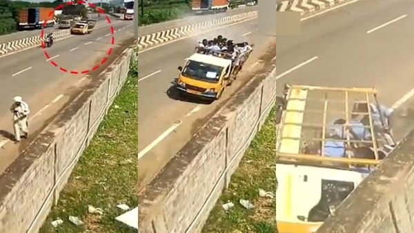 சென்னை அருகே சாம்சங் ஊழியர்கள் சென்ற வாகனம் கவிழ்ந்தது..! சிசிடிவி காட்சி