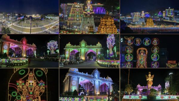 திருப்பதியில் நாளை பிரம்மோற்சவம் தொடக்கம்! வண்ண விளக்குகளால் ஜொலிக்கும் திருமலை!