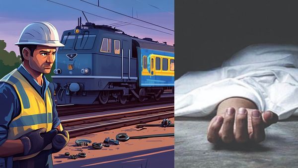 நசுங்கிய உடல்.. இன்ஜின் - ரயில் பெட்டி இடையே சிக்கிய ரயில்வே ஊழியர்.. உயிரே போச்சு
