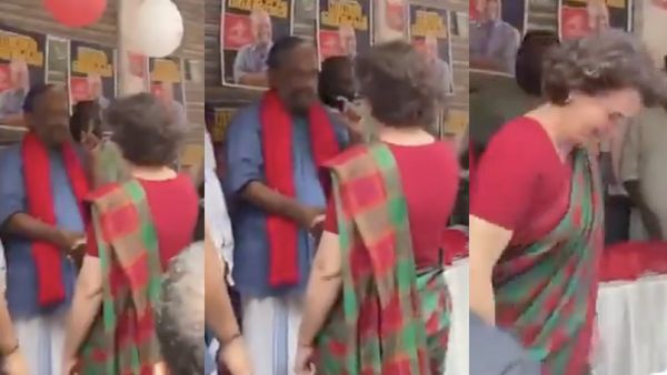 இவர் தான் என்னை எதிர்க்கிறாரா? கம்யூனிஸ்ட் வேட்பாளரை பார்த்ததுமே பிரியங்கா காந்தி செய்த செயல்!