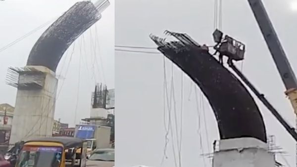 திடீரென சாய்ந்த சென்னை மெட்ரோ ரயில் தூண் கம்பிகள்.. பதறிய பூந்தமல்லி.. உடனடியாக வந்த 2 கிரேன்கள்!