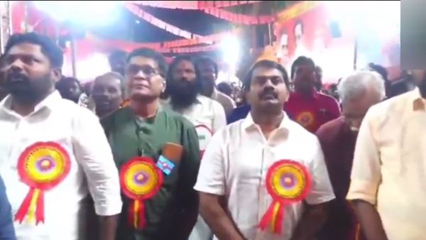 தமிழ் தாய் வாழ்த்தை மாற்றிய சீமான்.. ‛தமிழ்நாடு நாள்’ பொதுக்கூட்டத்தில் ஒலித்த பாரதிதாசன் பாடல்