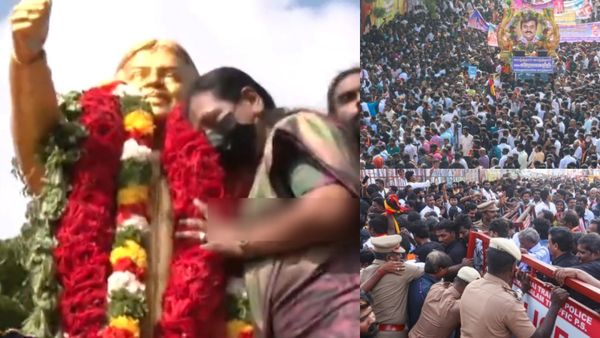 கோயம்பேட்டில் தடையை மீறி அமைதி பேரணி நடத்திய தேமுதிகவினர்.. விஜயகாந்த் சிலைக்கு பிரேமலதா மரியாதை