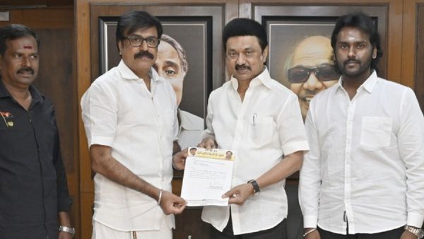 அண்ணா அறிவாலயத்தில் முதல்வர் ஸ்டாலினை சந்தித்த விஜய பிரபாகரன்! கூடவே போன எல்.கே.சுதீஷ்! என்னவாம்?